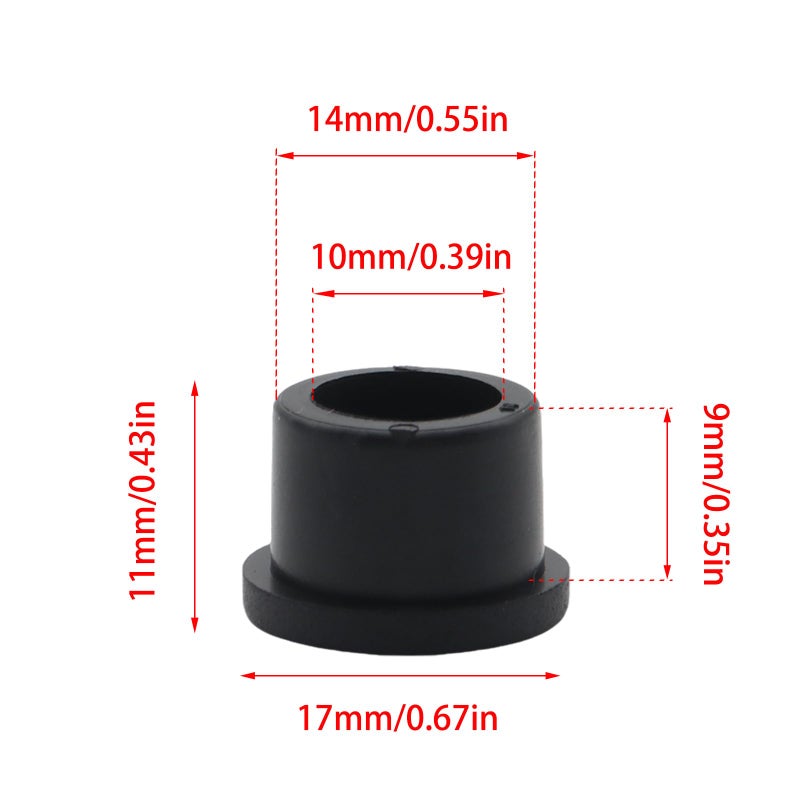 Adyoney 6 Pcs 14mm / 9/16 Inch Black Cable Cord Grommets, Rubber Desk Grommets for Table Computer Desk Wire Organizer TV Console and Other Furnitures Cover - Image 2